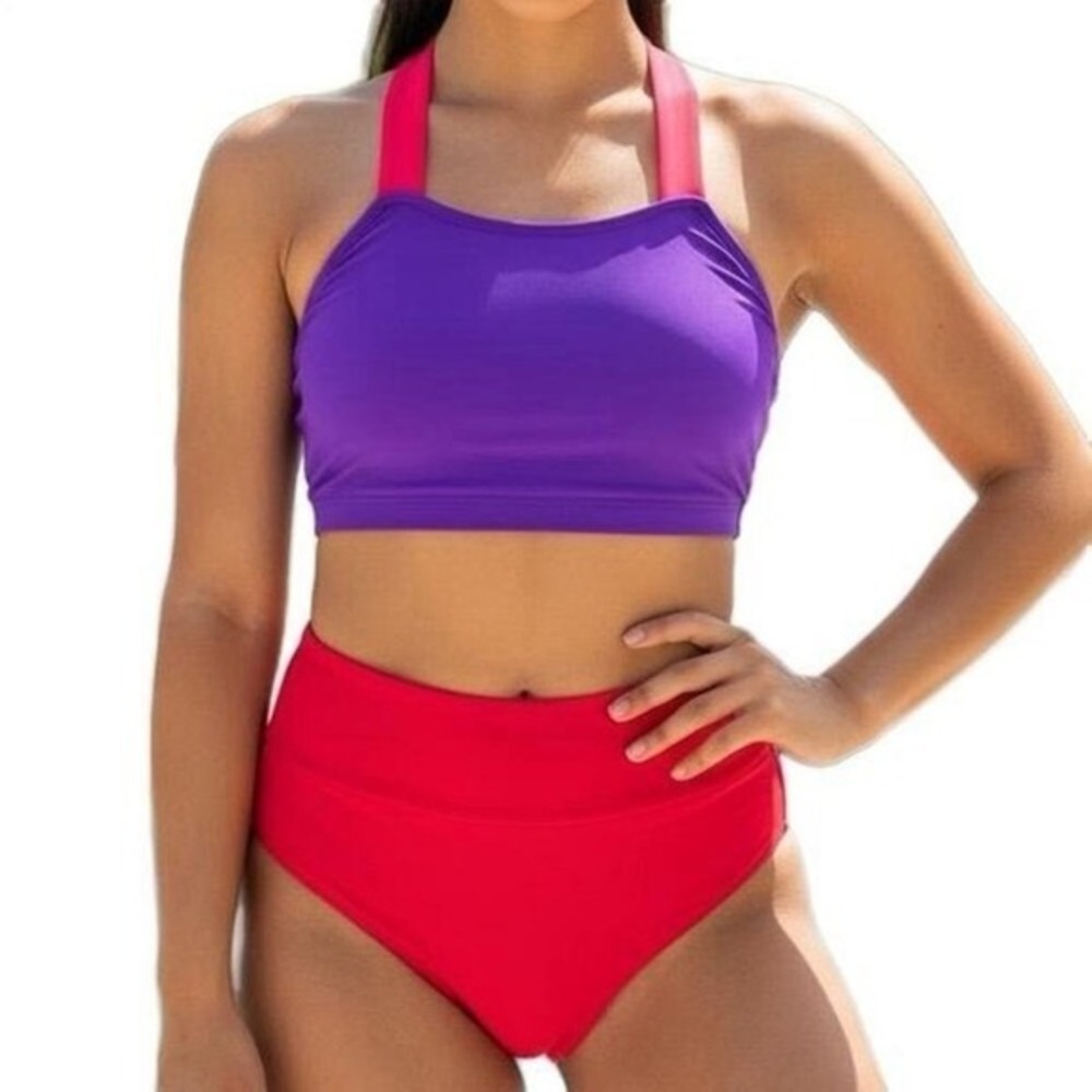 CM Baltogs red briefs and theatricals purple crop top child M dance dancewear
